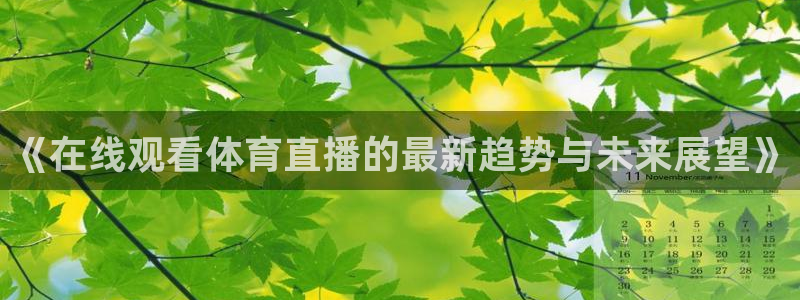 《在线观看体育直播的最新趋势与未来展望》